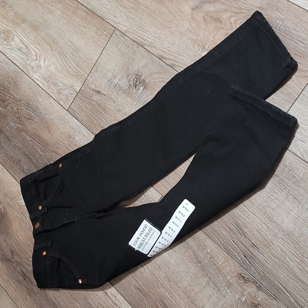 Boys Black Wrangler Jeans 6 slim